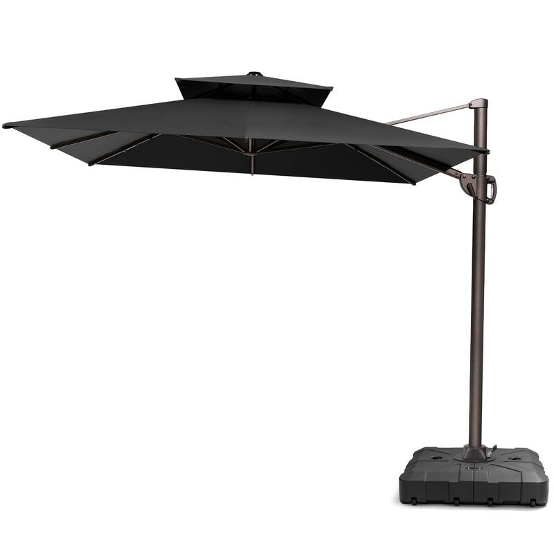 Outdoor Patio 9 FT x 12 FT Dual Top Umbrella Cantilever Offset with Base stand