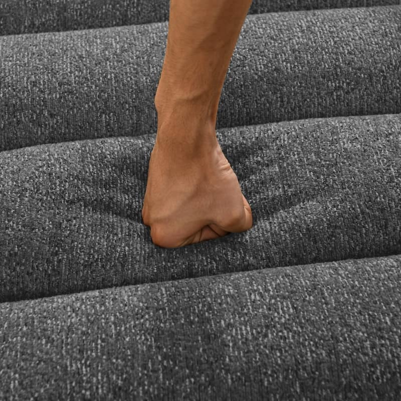 106" L-Shaped Chenille Upholstered Boneless Sectional Sofa with Chaise and Wave-Shaped Armrest, No Pillows Included