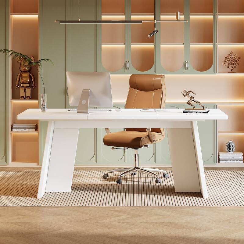 63" Modern White Executive Desk Computer Office Conference Table
