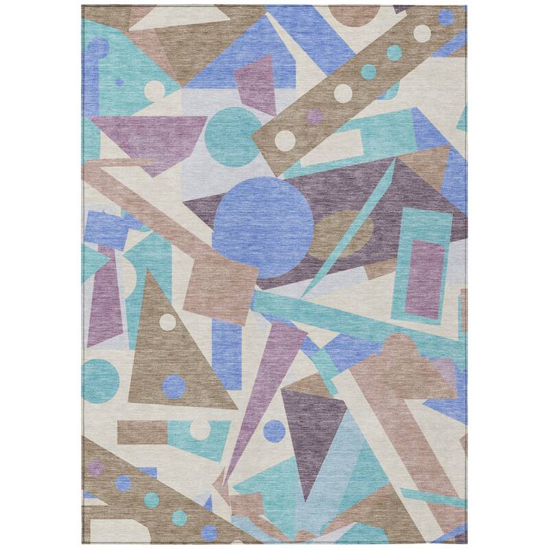 HomeRoots Geometric Modern Rectangle Outdoor Rug