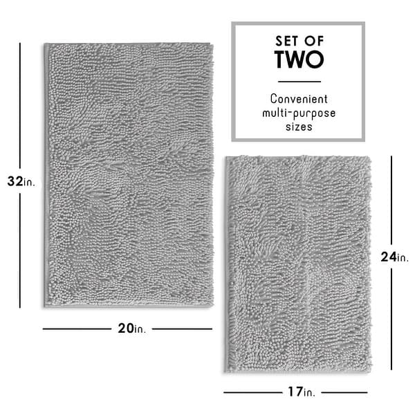 dimension image slide 19 of 34, Hearth & Harbor Non-Slip Super Plush Chenille Bathroom Rugs