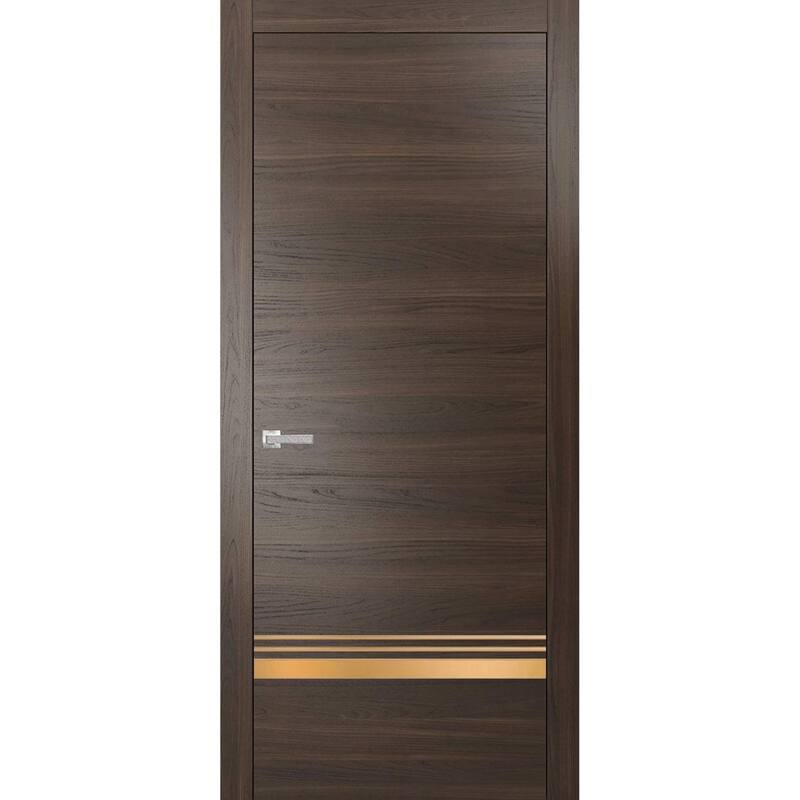 Solid French Door 18 x 80 Planum 2010 Chocolate Ash with| Bathroom - Grey - 30" x 84"