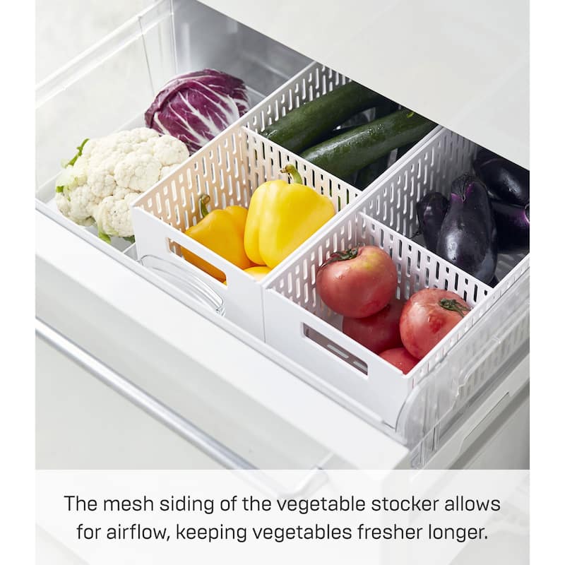 Yamazaki Home Stackable Vegetable Stocker, ABS Plastic - L 12.6 x W 6.02 x H 4.8 inches