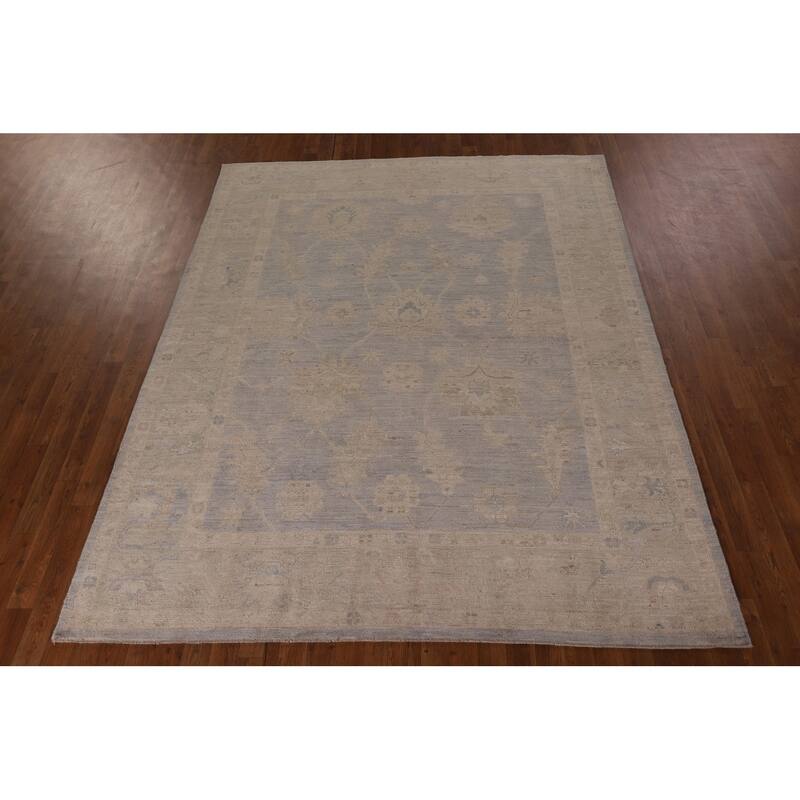 Earth Tone Oushak Vegetable Dye Area Rug Hand-Knotted Wool Carpet - 6'9" x 8'3"