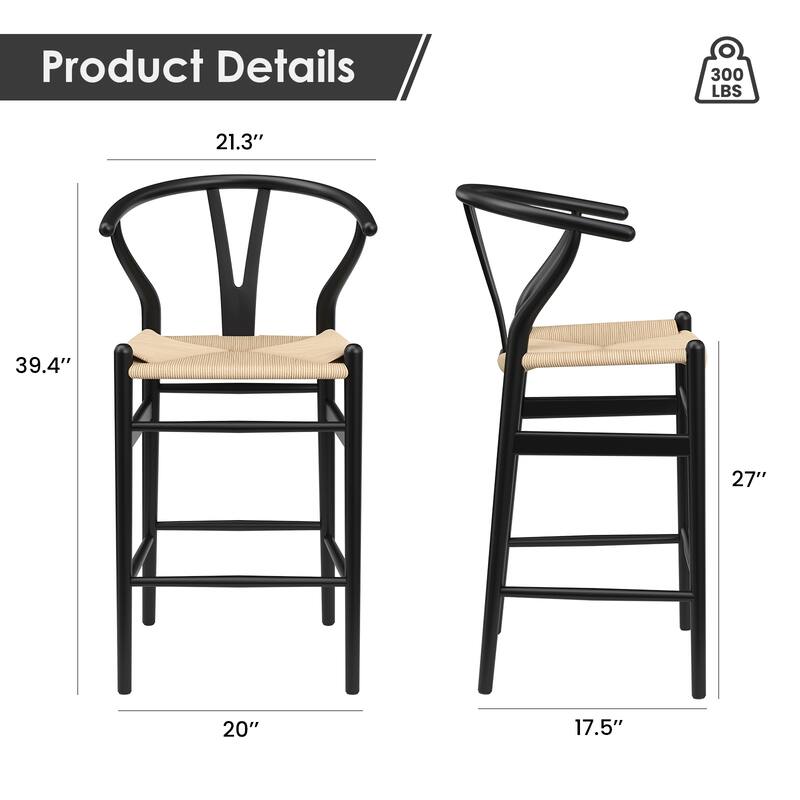 Weave Counter Height Bar Stools, Fully Assembled Rattan Bar Chairs for Kitchen Island,1pc