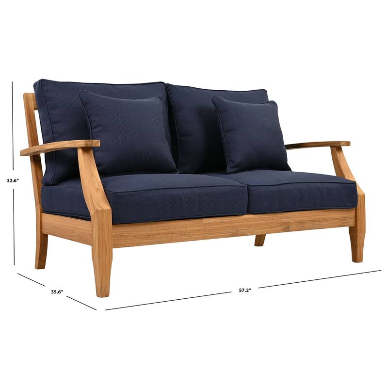 SAFAVIEH Couture Martinique Wood Patio Loveseat - 56"W x 35"D x 32"H
