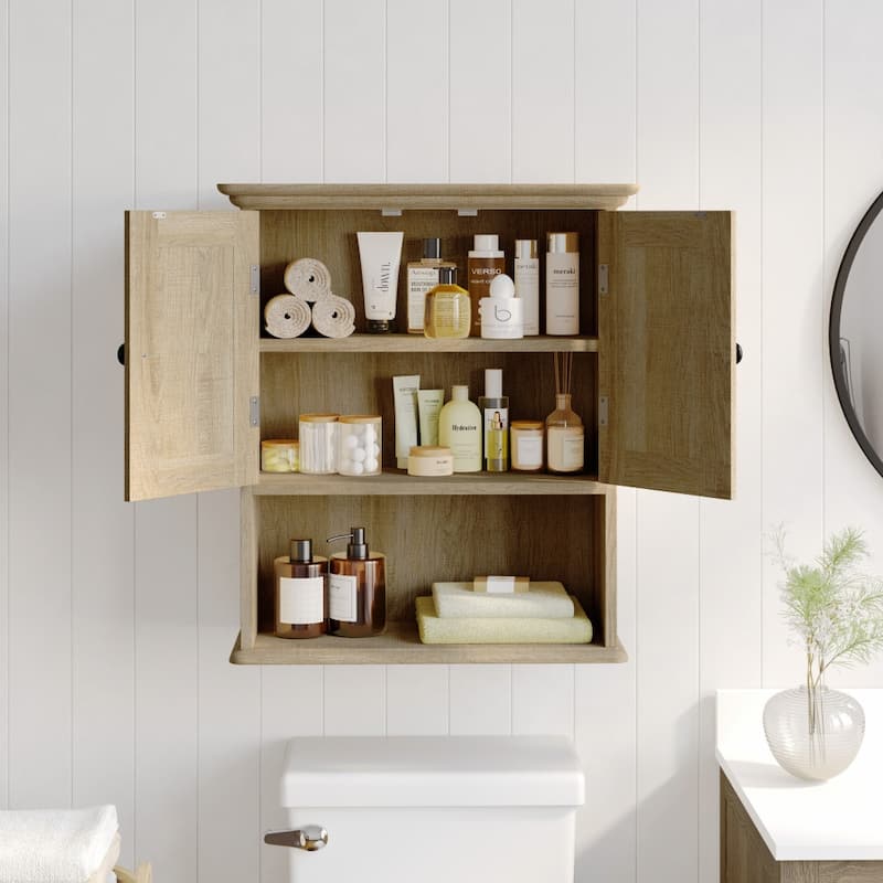 Farmhouse Wall Mount Medicine Cabinet with Adjustable Shelf and Dual Doors
