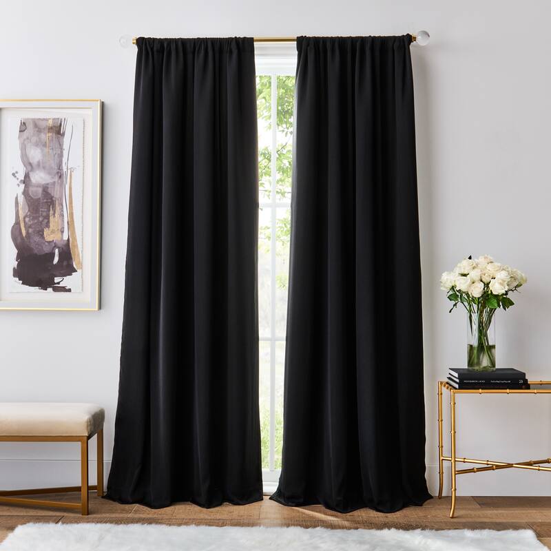 Karl Lagerfeld Paris Silky Cloud Blackout Curtain Panel Pair - 84 Inches - Black