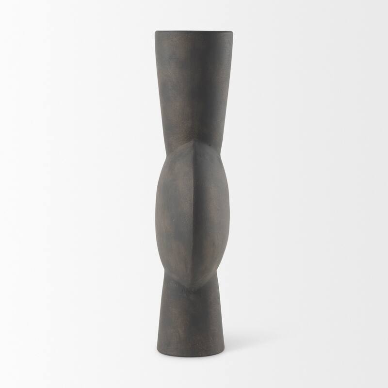 Kaz Earthy Brown Ceramic Vase (17") - 8.3L x 3.9W x 16.7H