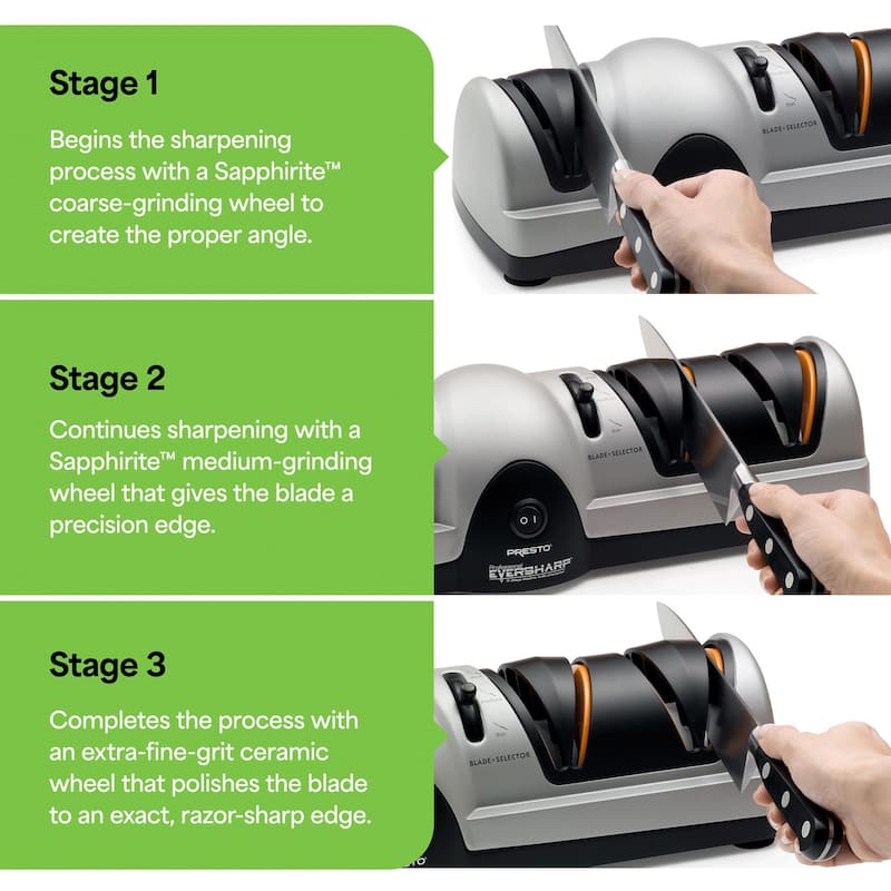 Presto Professional EverSharp Electric Knife Sharpener with 3-Stage Sharpening - Black