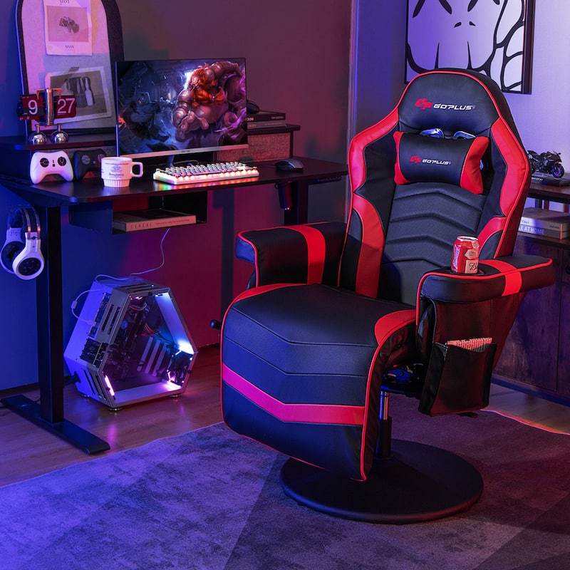 Massage Gaming Recliner Adjustable Racing Swivel Chair Blue/Black/Red