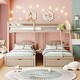 preview thumbnail 3 of 12, Full Over Twin & Twin Bunk Bed, Velvet Triple Bunk Bed with Drawers and Guardrails, Beige