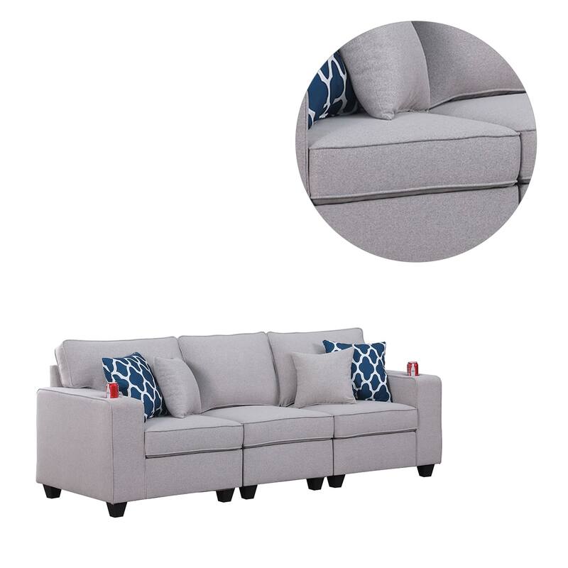 Linen Upholstered Sofa in Light Gray