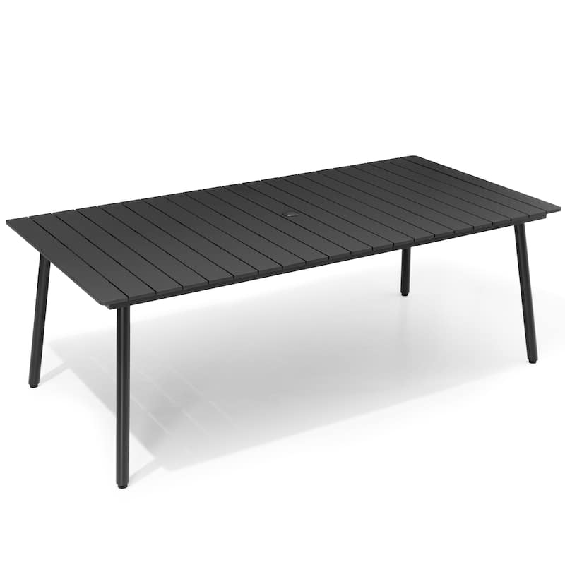 Pellebant Outdoor Rectangle Aluminum Dining Table with Umbrella Hole