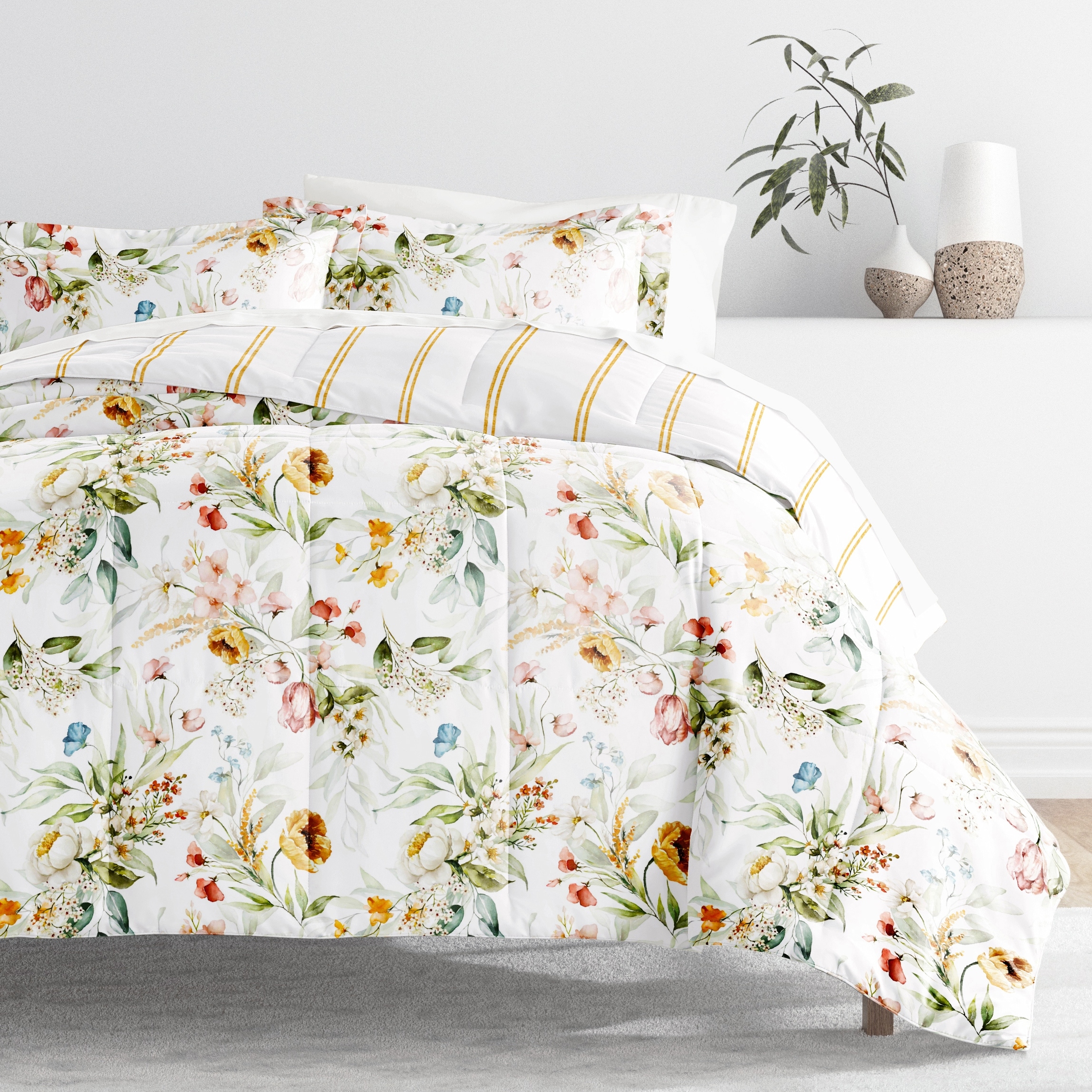 8 Piece Bed In A Bag Pintuck Comforter Sheet Set