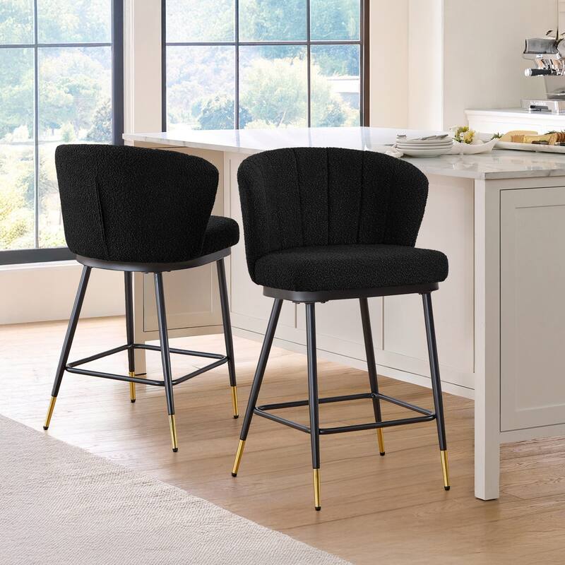 26" Boucle Fabric Counter Height Bar Stools, Set of 2/3/4 - 35.83"H x 22"W x 20.28"D