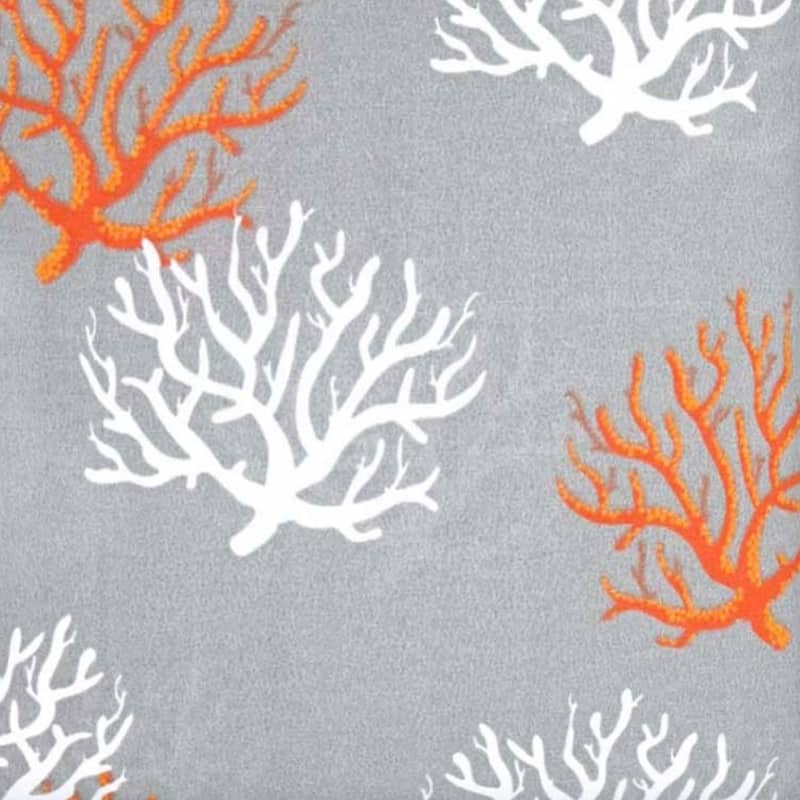 17" Gray Orange and White Coral Indoor Outdoor Throw Pillow Cover - 17"x17"