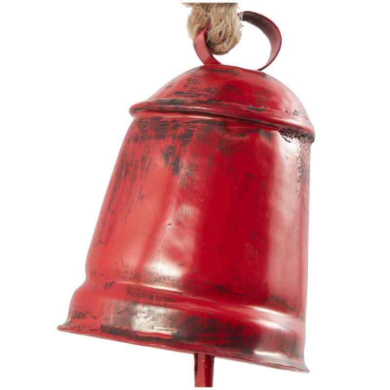 Gold or Red Metal Handmade Tibetan Inspired Decorative Cow Bell with Jute Hanging Rope