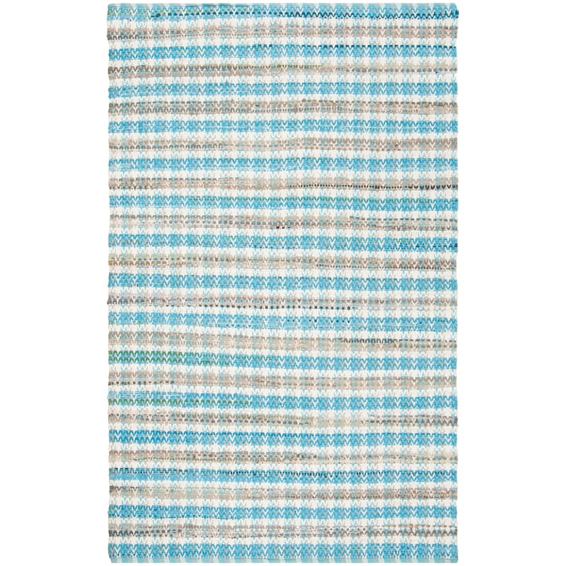 SAFAVIEH Handmade Flatweave Montauk Hermanda Casual Cotton Rug - 5' x 8' - Aqua/Multi