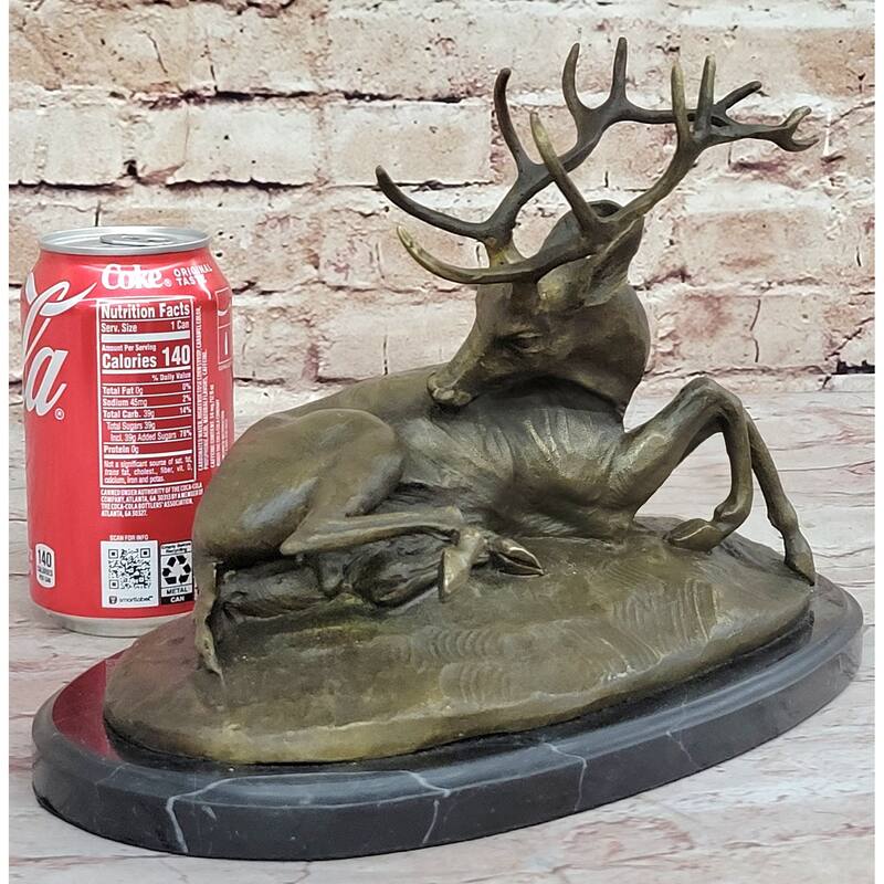 Trophy Bronze Antelope Buck Sculpture Statue Marble Base Figure Figurine Hotcast