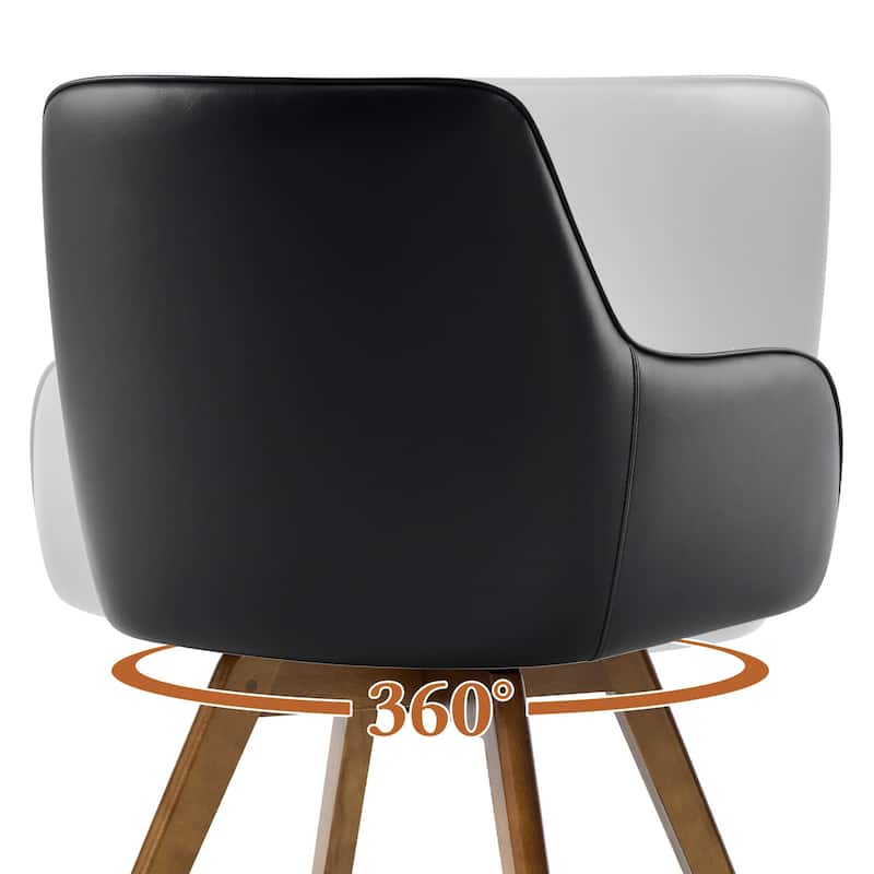 Swivel Upholstered Dining Chair Set of 2 Armchair with Beech Wood Legs - 33.3" H x 23.2" W x 22.4" D