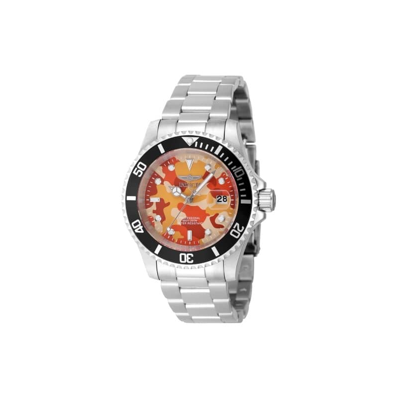 Invicta Men's 48569 Pro Diver Quartz 3 Hand Camouflage, Orange Dial Watch - Camouflage