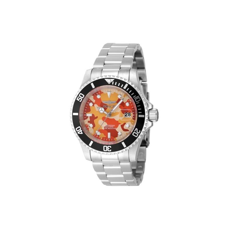 Invicta Men's 48569 Pro Diver Quartz 3 Hand Camouflage, Orange Dial Watch - Camouflage