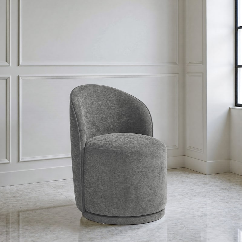 Upholstered Swivel Dining Chair Armless Barrel Chair