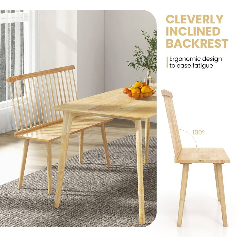 Costway Entryway Bench for 2 Windsor Rubber Wood Dining Bench with - See Details