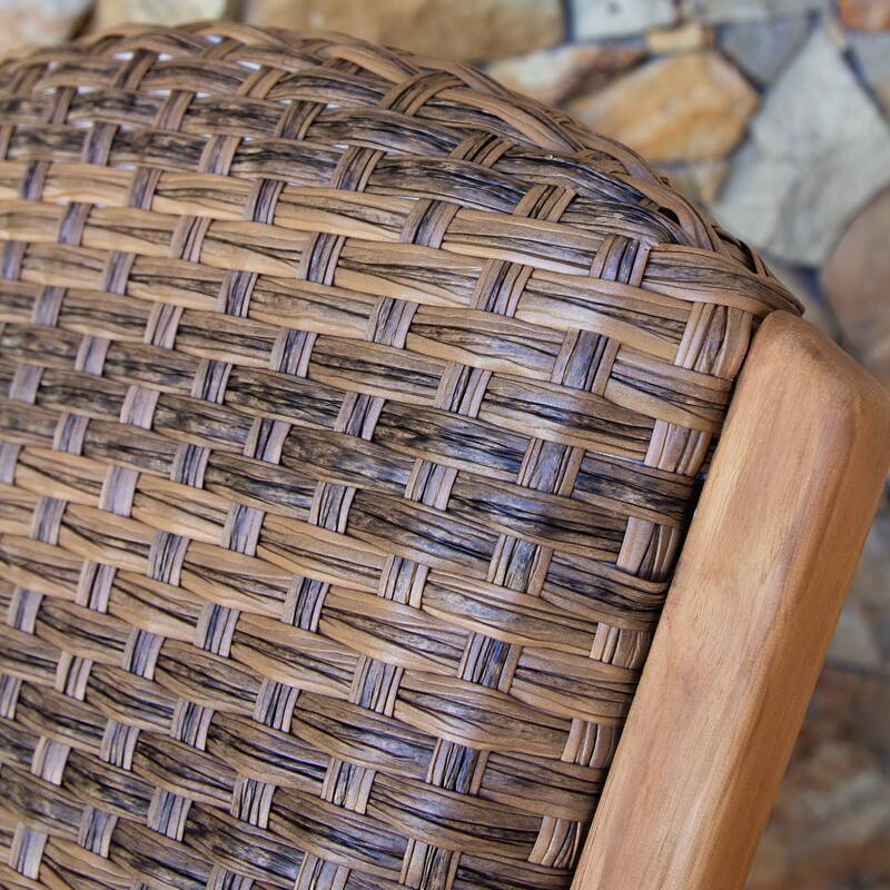 Cambridge Casual Camden Teak Patio Adirondack Chair Set with Padded Woven Seat - FREE Patio Cover