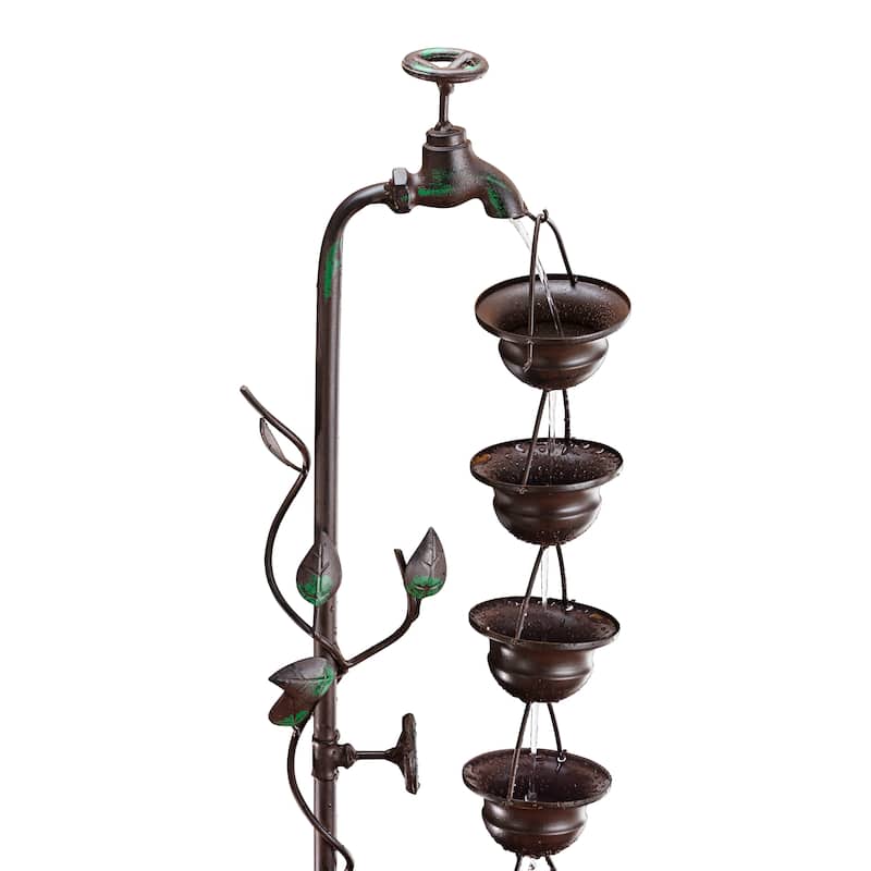 36-inch 6 Hanging Cup Tier Layered Floor Fountain