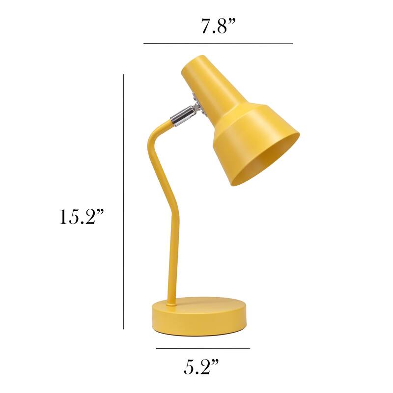 Metal Gooseneck Desk Lamp Adjustable Task Light for Home Office - 7.80 x 5.20 x 15.20 in. (L x W x H)