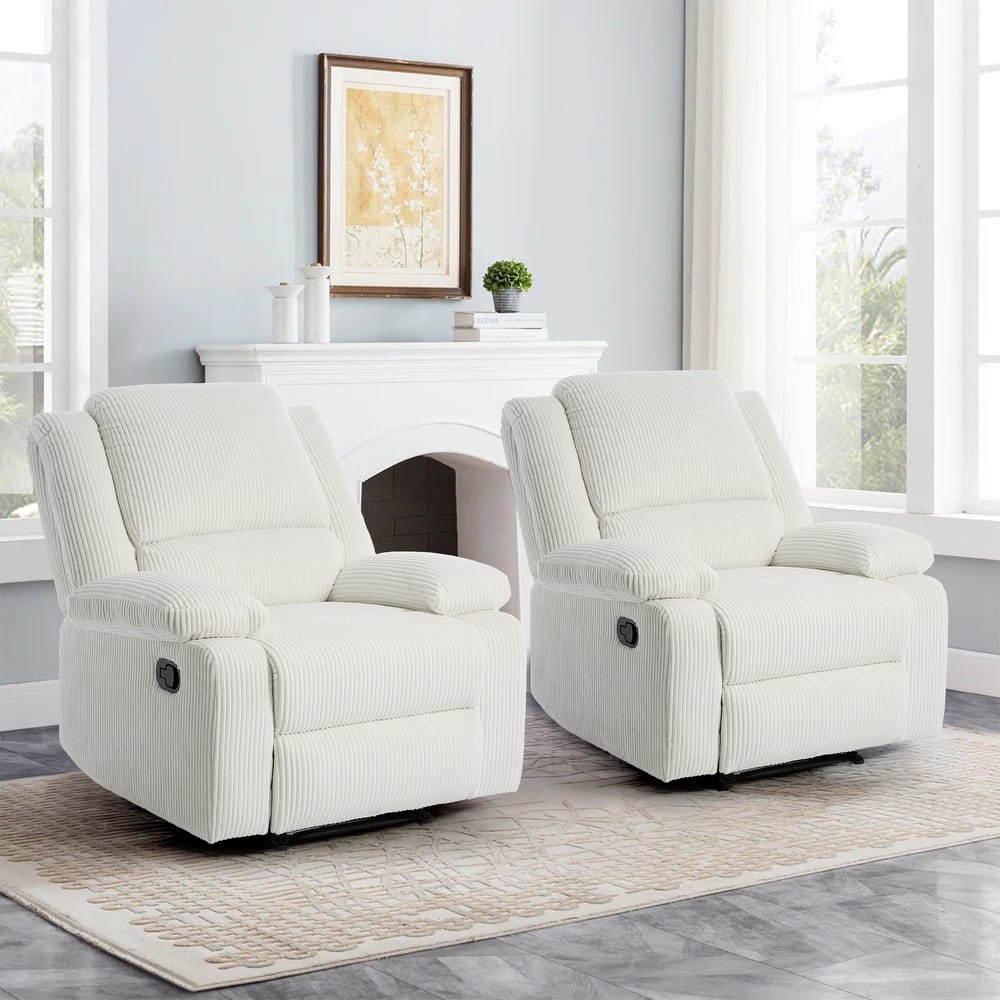 2Set Modern Lounger Upholstered Push Back Manual Recliner Chair