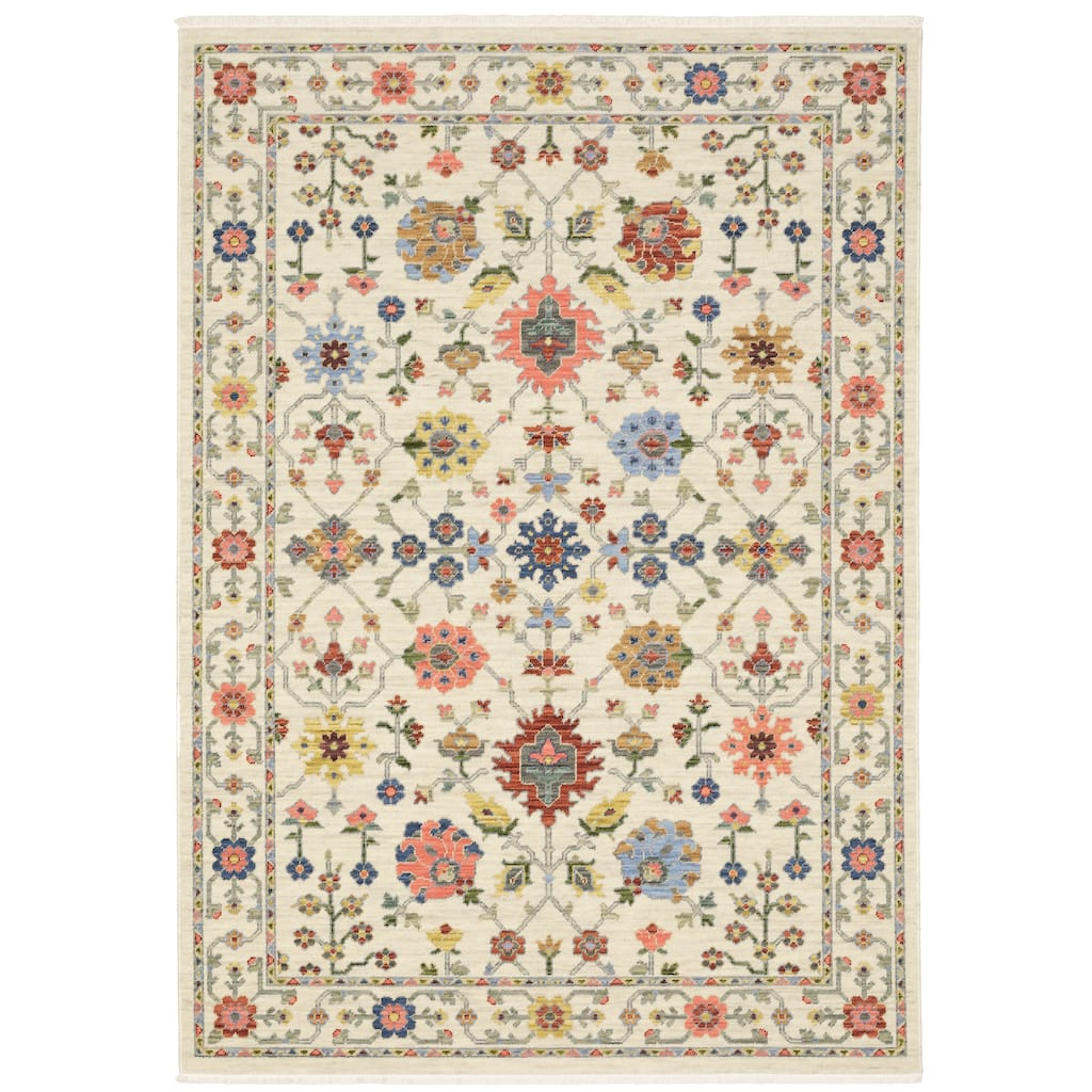Style Haven Lawson Traditional Floral Wool Fringe Edge Area Rug