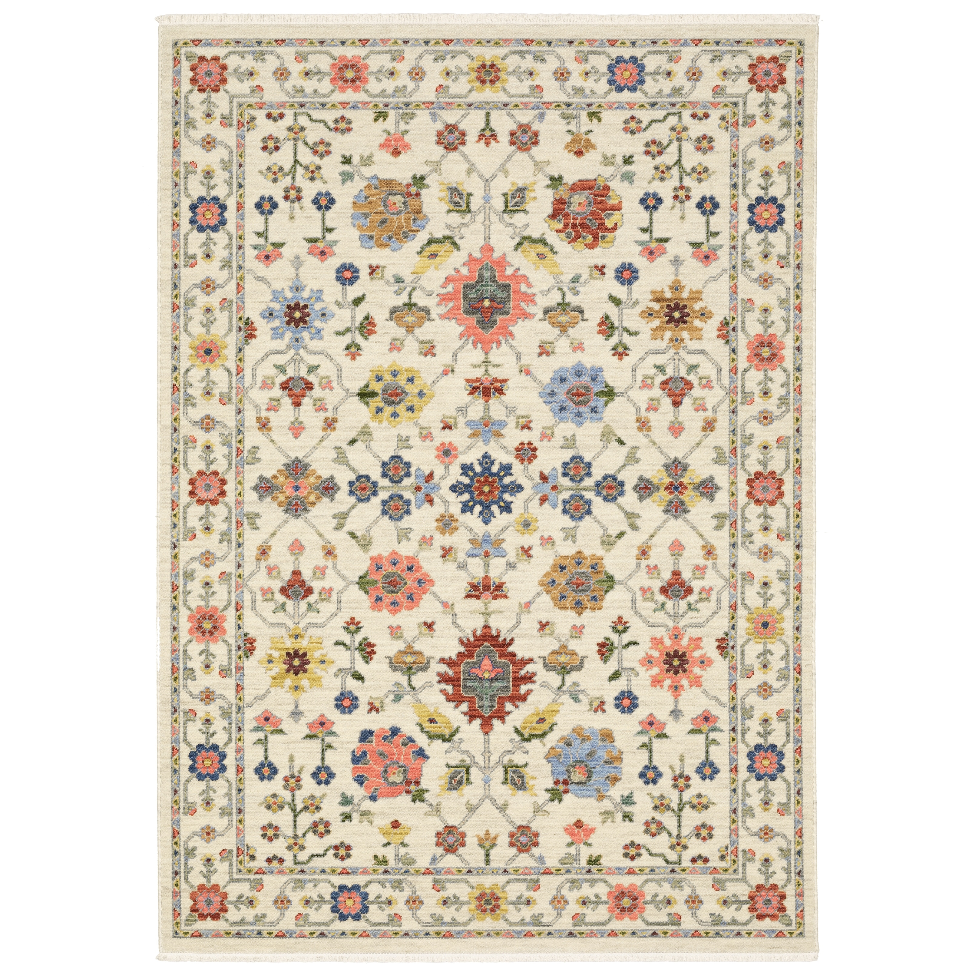 Style Haven Lawson Traditional Floral Wool Fringe Edge Area Rug