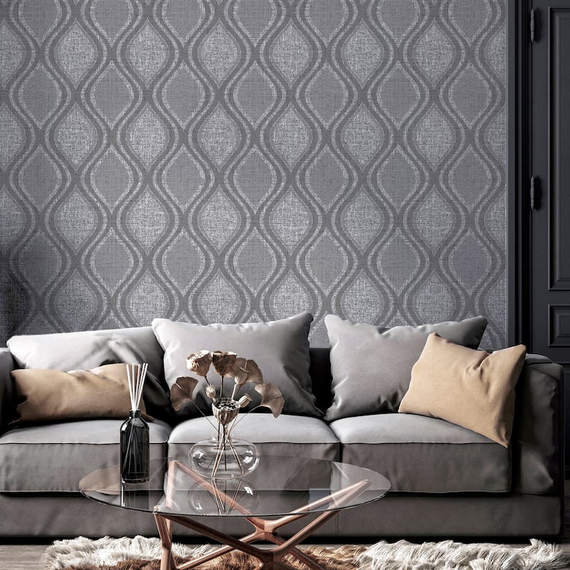 Arthouse Ignatius Charcoal Ogee Wallpaper