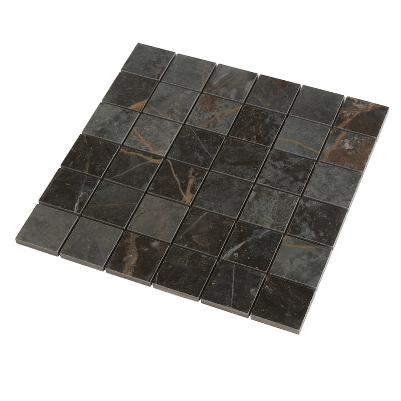 Apollo tile 12" x 12" Pinnacle Matte Dark Gray Blue Orange Vein Porcelain Tile (10.76 sq ft/case) - 11 Pack