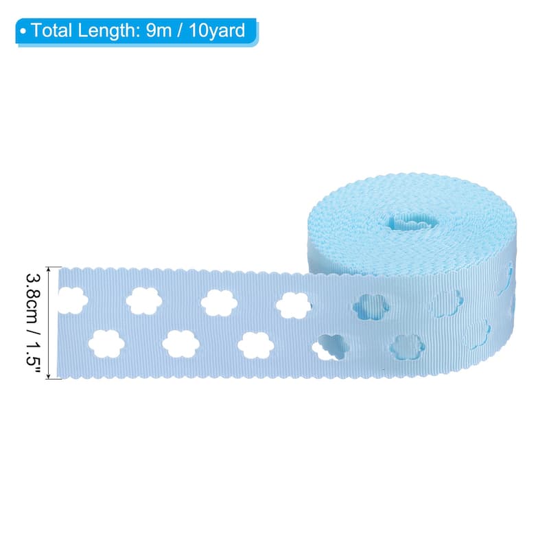 10 Yard x 1.5" W Grosgrain Ribbon Craft Strip with Hollow Cloud