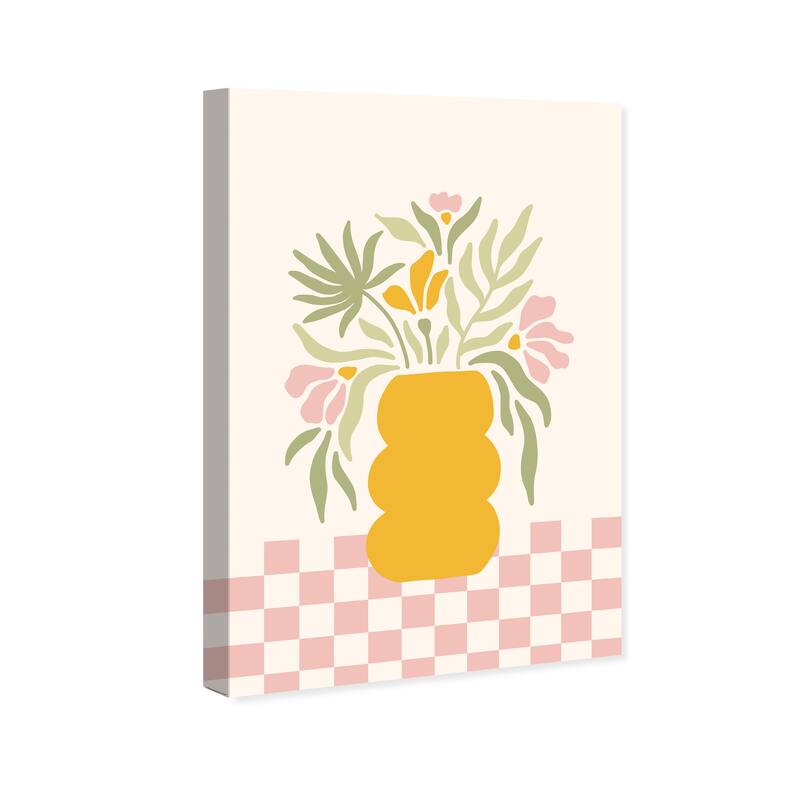 Wynwood Studio Canvas Floral and Botanical Flowers on a Tablecloth Orange Modern & Contemporary Wall Art Canvas Print