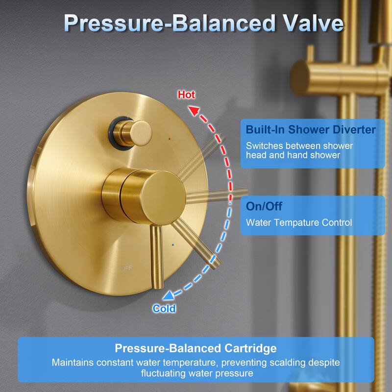 Luxier SS-D02 24 in. Wall Bar Shower Faucet Kit with Valve