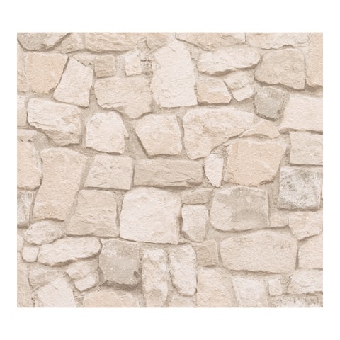 Morris Beige Natural Stone Wallpaper - 20.9 x 396 x 0.025