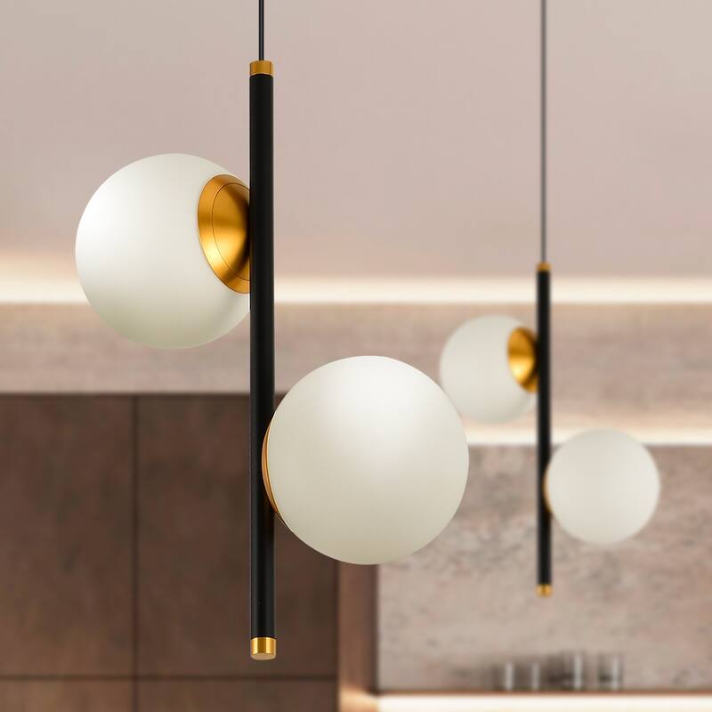 VONN Lighting Capri VCP2202BL 11" 2-Light ETL Certified Integrated LED Black Pendant Light Fixture with Glass Shades