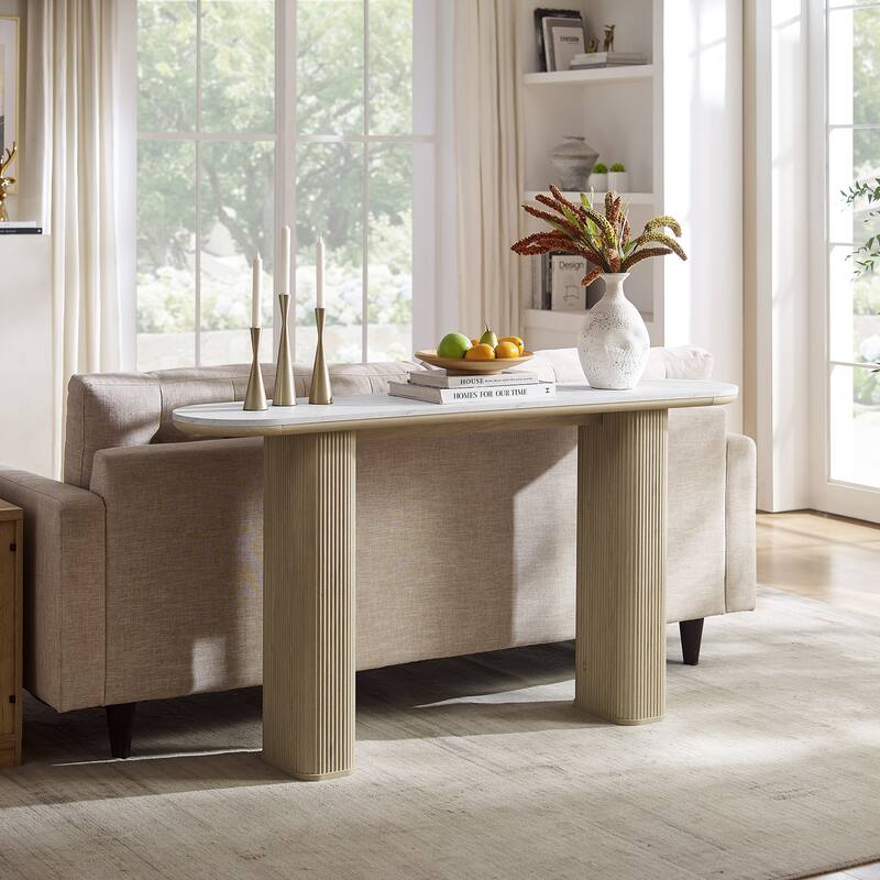63" Modern Console Table, Entryway Table, Sofa Table with Fluted Bases