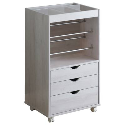White Oak 3-drawer Storage Cabinet with Caters