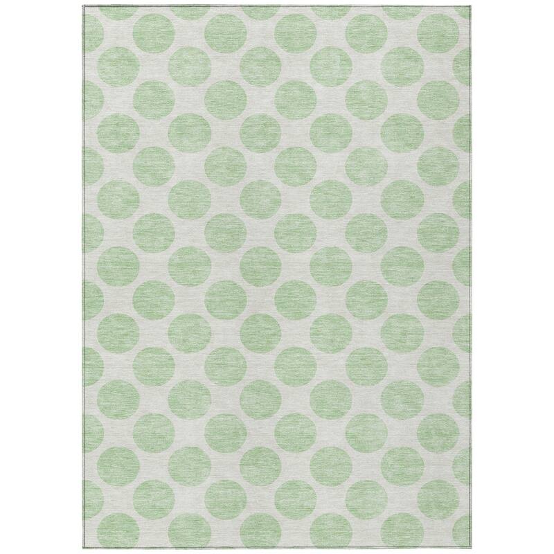 Machine Washable Indoor/ Outdoor Polka Dots Chantille Rug