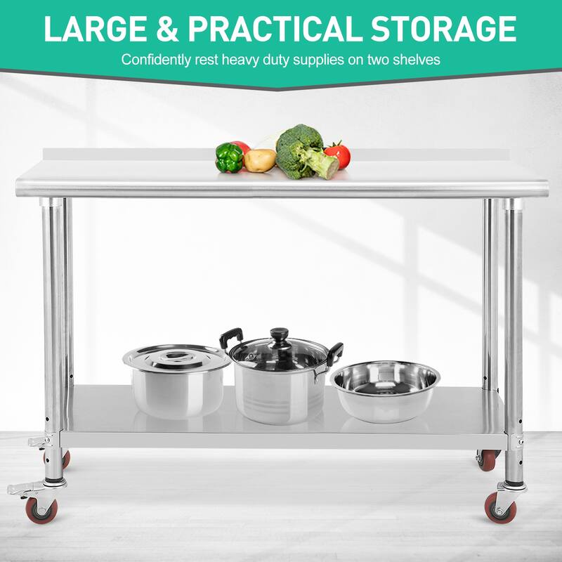 72" x 30" Stainless Steel Work Table with Under Shelf