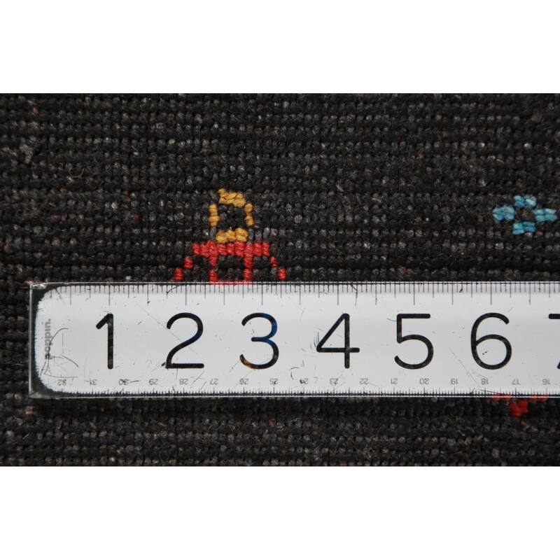Tribal Gabbeh Indian Area Rug Handmade Black Wool Carpet - 7'10" x 9'4"