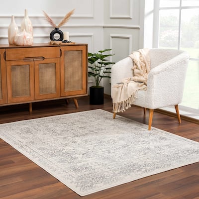 Hauteloom Michie Living Room, Bedroom Area Rug - Cream, Gray, Light Slate - 11'10" x 15'