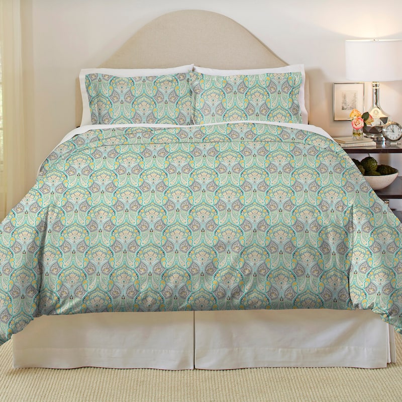Pointehaven Flannel 180 GSM Brushed Soft Cotton Oversized Duvet Sets - Full - Queen - Henna Paisley