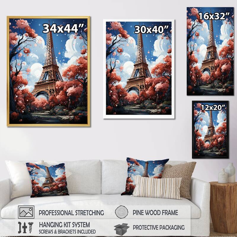 Designart "Paris In Spring Bloom I" City Paris Framed Wall Decor
